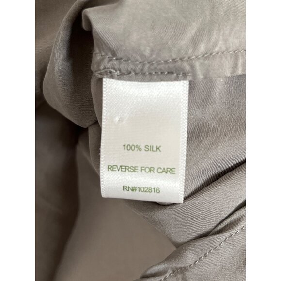 Garnet Hill 100% Silk V-Neck 3/4‎ Sleeve Ruffle Placard Neckline Blouse Gray 6 - Picture 5 of 7